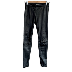 VINCE Geniune Ostrich Leather Black Leggings Pants Size XS *  tiny repair done *